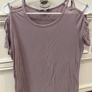 BKE Mauve Cold Shoulder Tee